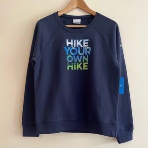 Columbia Women’s Crew Sweatshirt “Hike your own hike” size Large EUC